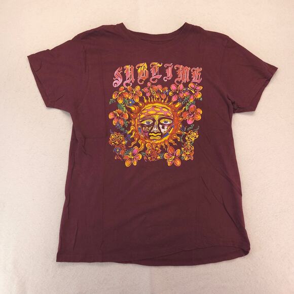Sublime Casual Graphic Crew Neck Short Sleeve T Shirt Womens Size XL Maroon - Picture 2 of 9